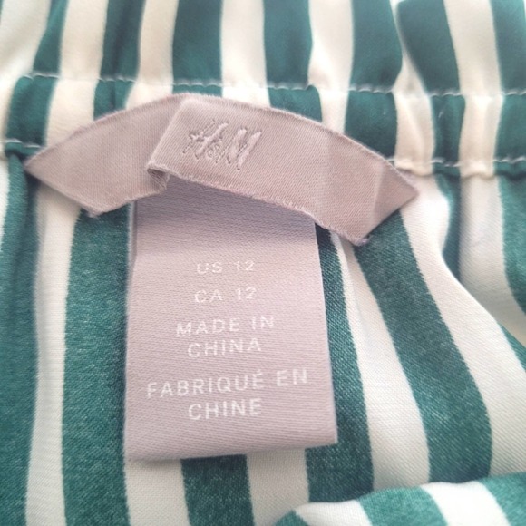 H&M Green Stripe Off-the-Shoulder Top Size 12 - Picture 11 of 12